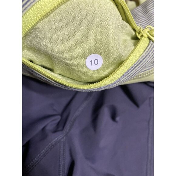 LULULEMON Leggings Sz 10 Lululemon Run Inspire Crop II Soot Quilt Gray/yellow - Picture 6 of 6